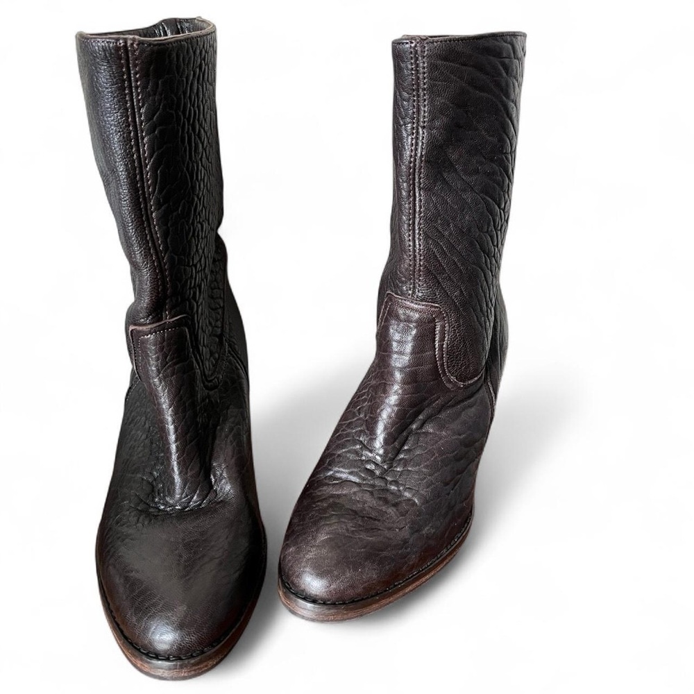 RAS Brown Genuine Leather Ankle Boot Chunky Chocolate Brown Heel Shoes